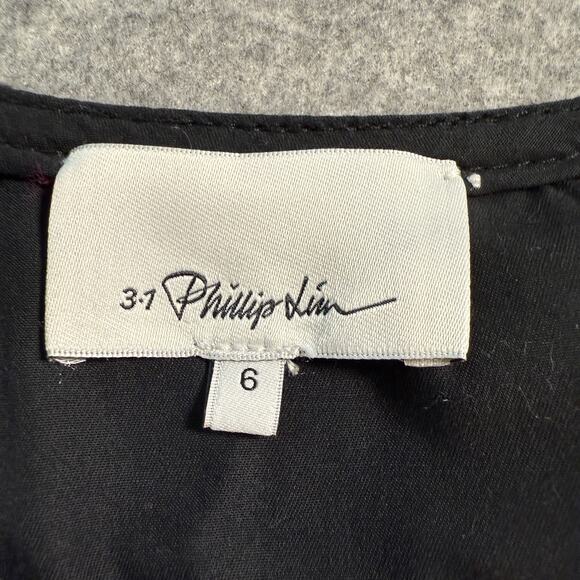 Women's 3.1 Phillip Lim Black Denim Asymmetrical Button Front Zipper Detail Sz 6 - Picture 4 of 11